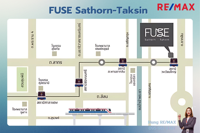 New! 2024 คอนโด ฟิวส์ สาทร ตากสิน (Condo FUSE Sathorn-Taksin) 35 Sq.m. 1 Bed 24Fl. BTS Wongwian Yai ถนนกรุงธนบุรี เดินทางเข้าเมืองง่าย 10นาที Price 3.4 MB.
